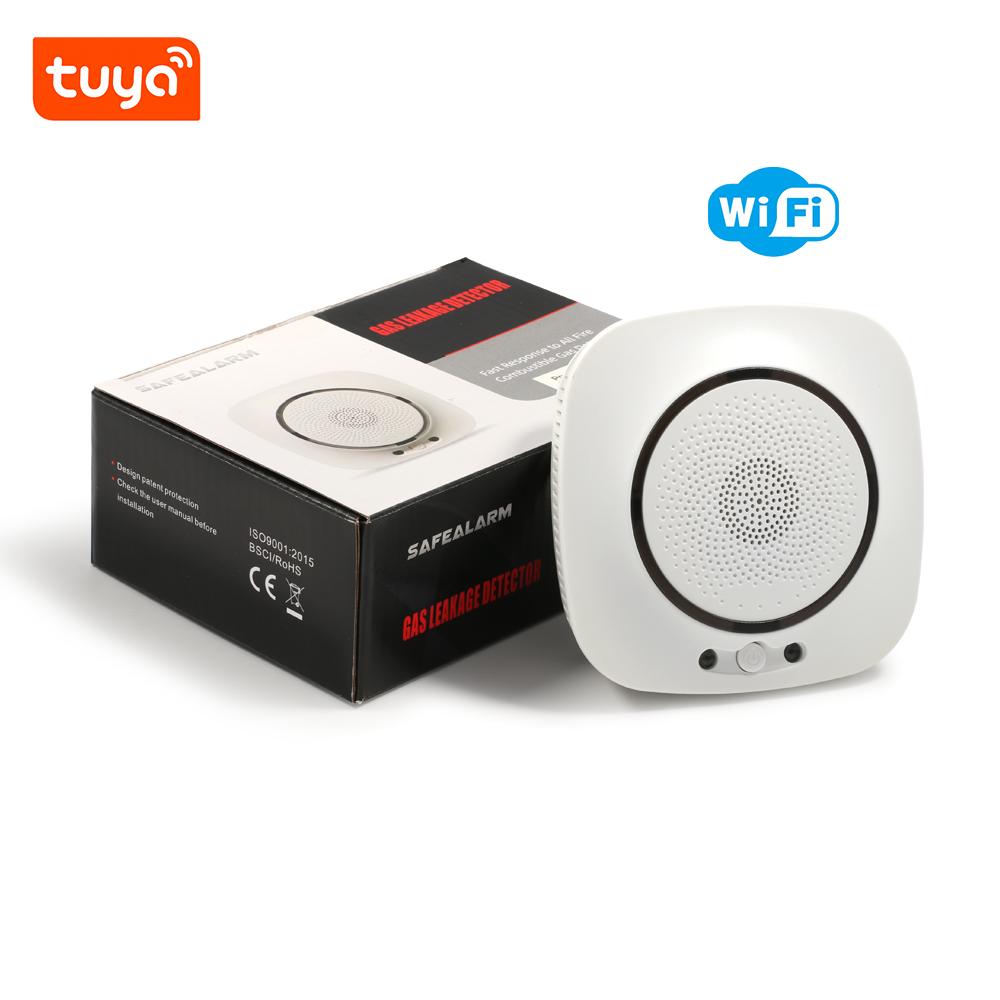 90-220Vac EU Plug WIFI Natural Gas Detector Tuya APP Push Message Coal Gas Sensor LPG Alarm NC/NO Relay Shut Off DN10/15 Valve
