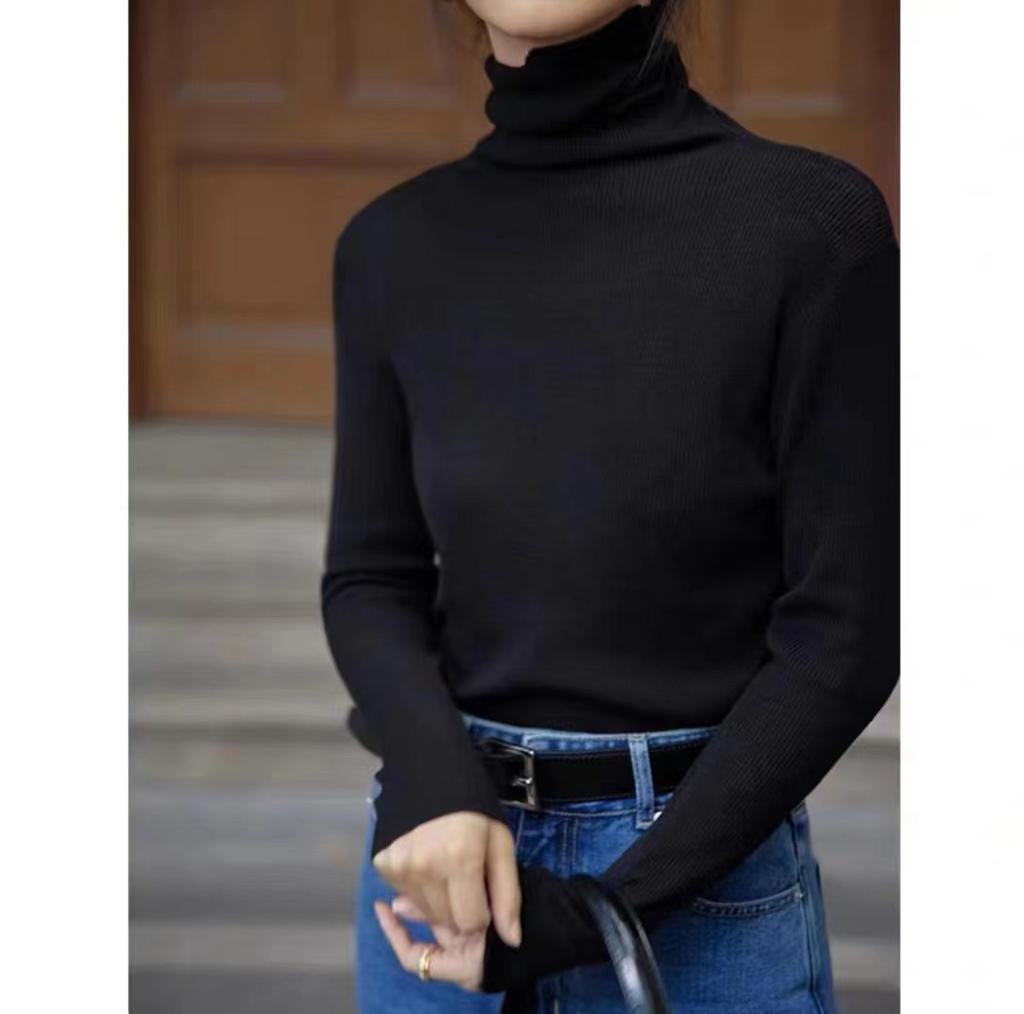 Осенне-зимний женский свитер, водолазка, нижняя рубашка с длинными рукавами, тонкая часть внутреннего плотного тонкого вязаного свитера