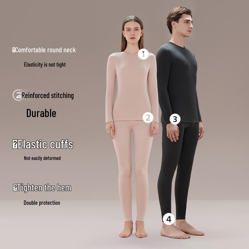 Термобелье из немецкого кашемира и шелка: Унисекс бесшовный комплект с круглым вырезом для осени и зимы