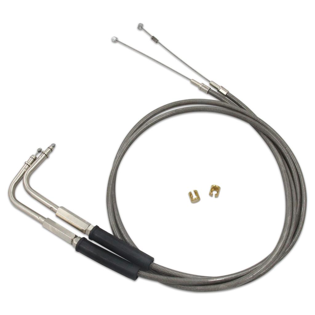 Motorcycle 42'' Throttle and Idle Cable Set for Davidson FXST FLST FLT XL 1996-UP 56579-02A Stainless Steel Idle Cable