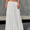 White Midi Skirt Spring Summer 2025 New European and American White Skirt Versatile Casual Cake Skirt Women