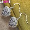 925 Sterling Silver Heart Purple AAA Zircon Earring Jewelry