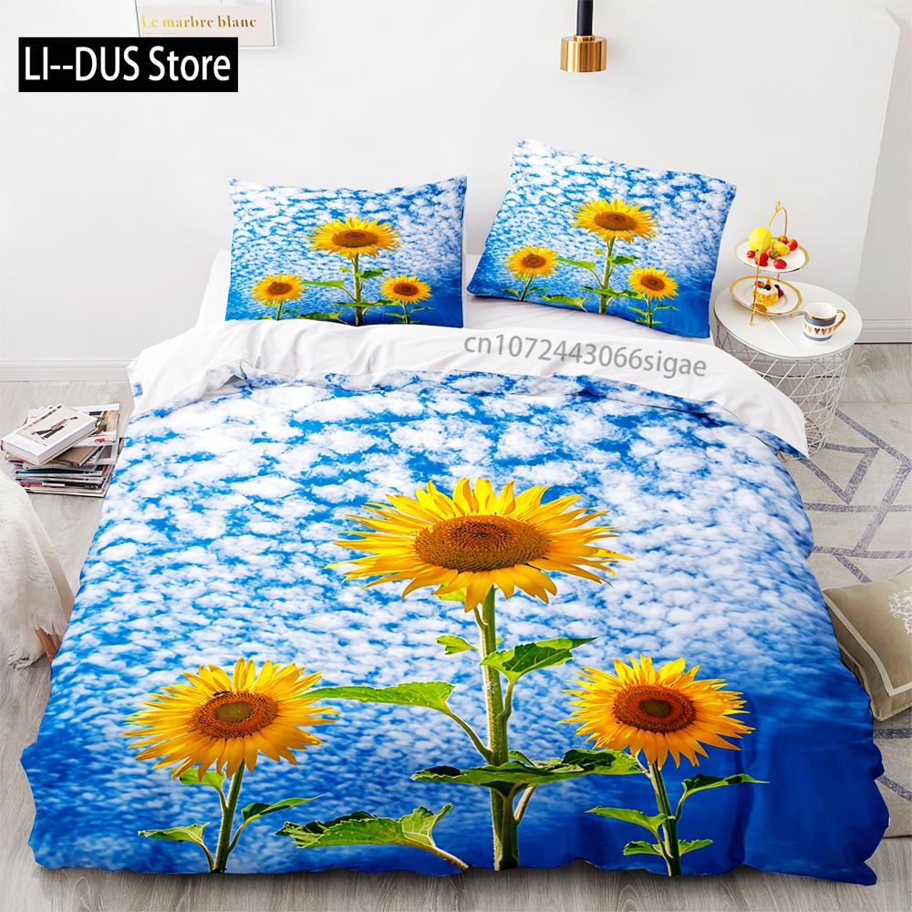Sun flower Bedding Set Single Twin Full Queen King Size sunflower Bed Set Aldult Kid Bedroom Duvetcover Sets 3D Print 035