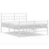 Metal Bed Frame with Headboard and Footboard White 135 x 190 cm