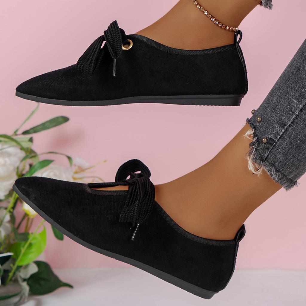 Fashion 2024 Women's Shoes Autumn Pointed Ballet Women Flats Casual Soft Bottom Flat Shoes Female Shallow Elegant Lace-up Shoes