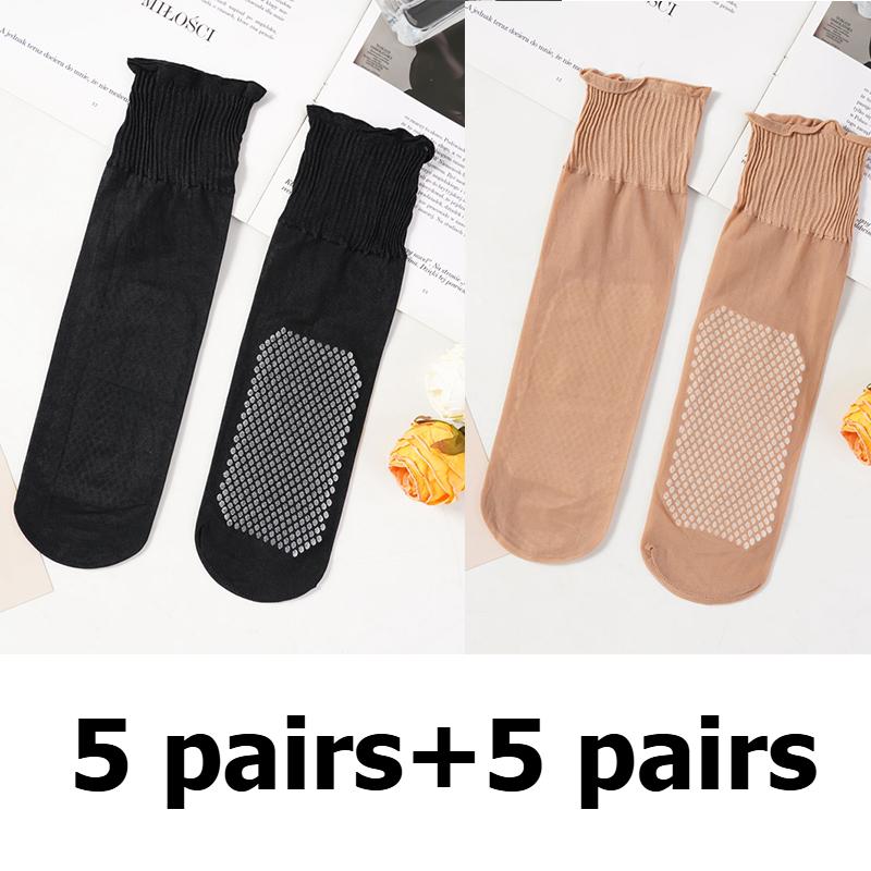 10 пар дешевых оптовых свободных чулок с оборками, женские носки средней длины, тонкие чулки для весны и лета, женские дышащие и нескользящие носки со стразами