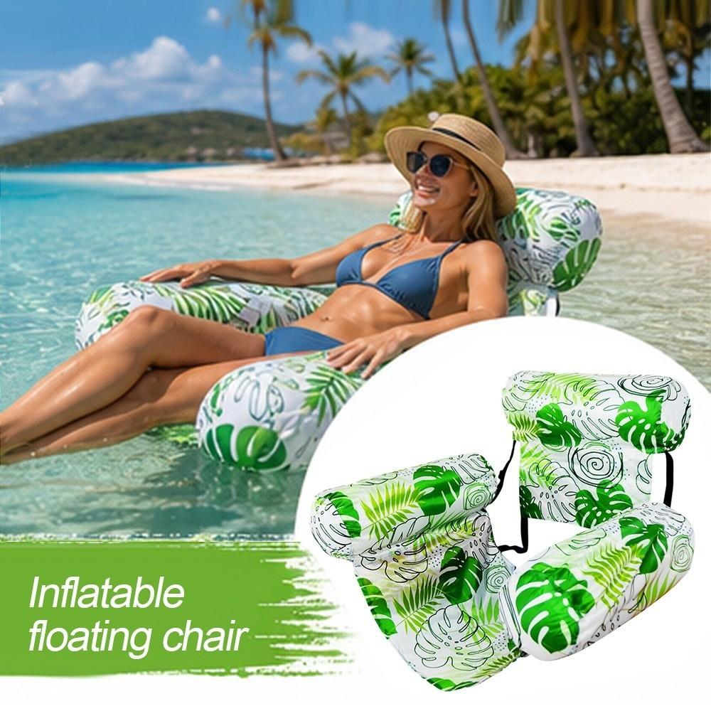 Fabric Cover Inflatable Pool Float Leaves Pattern Swim Floating Raft Water Hammock  Party Toy