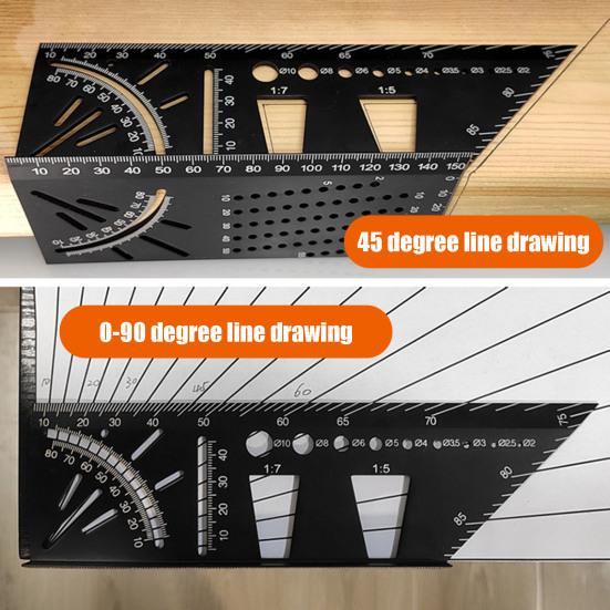 Многофункциональный угловой шаблон из алюминиевого сплава 45/90 градусов, измеритель угла, разметочный инструмент, чертежный инструмент, столярные инструменты для деревообработки
