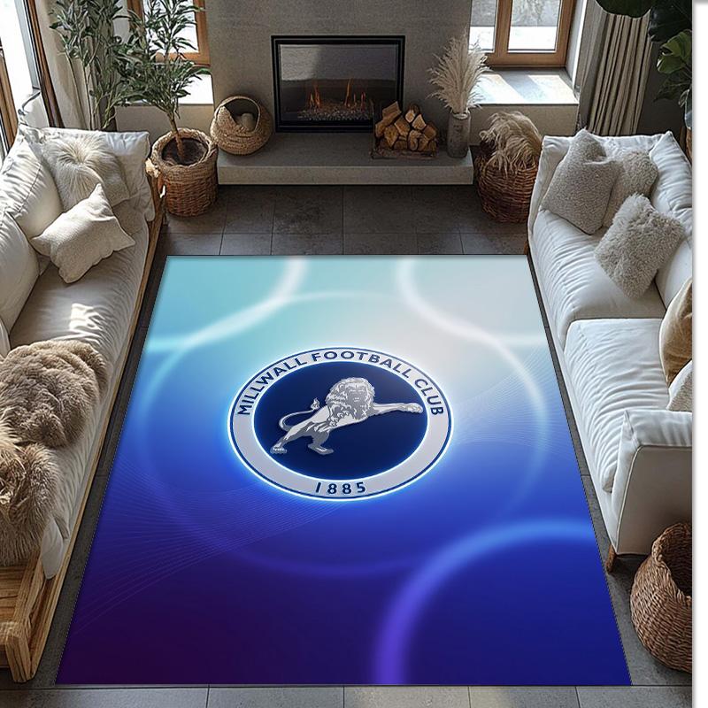 Millwall Football Print Crystal Velvet Rug, Comfortable Water Absorbent Non Slip Indoor Floor Carpet