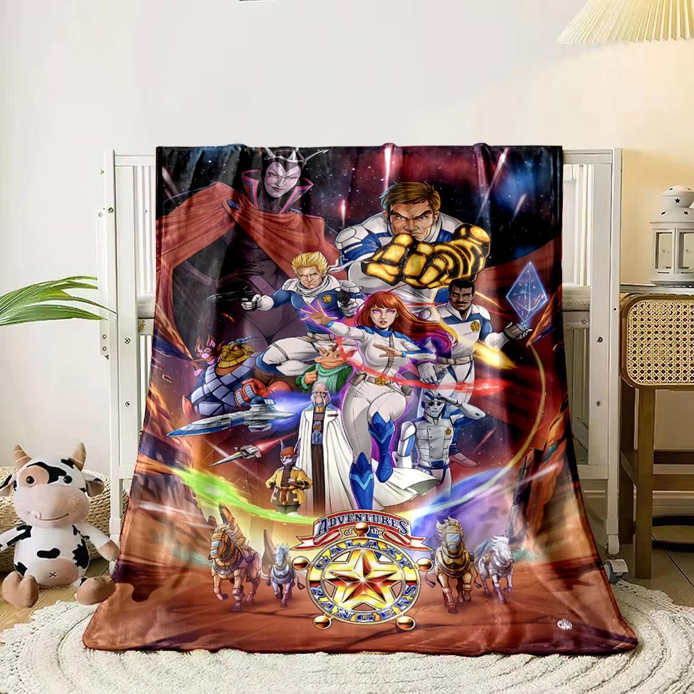 A futuristic, space-themed team of heroes and alien characters in action. for all seasons blanket lunch break throw gift