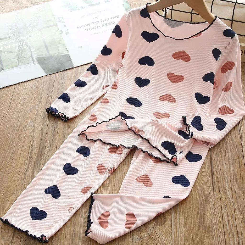 Весенне-осенне-летние пижамы для девочек, детская домашняя одежда, детский костюм с рукавами три четверти, комплект из двух предметов с кондиционером