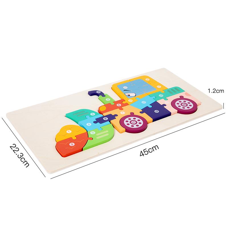 3D Vehicle Wooden Puzzle Hand-eye Coordination Transportation Jigsaw Puzzle Ages 1-5 Children Toddlers Preschool Educational Toy