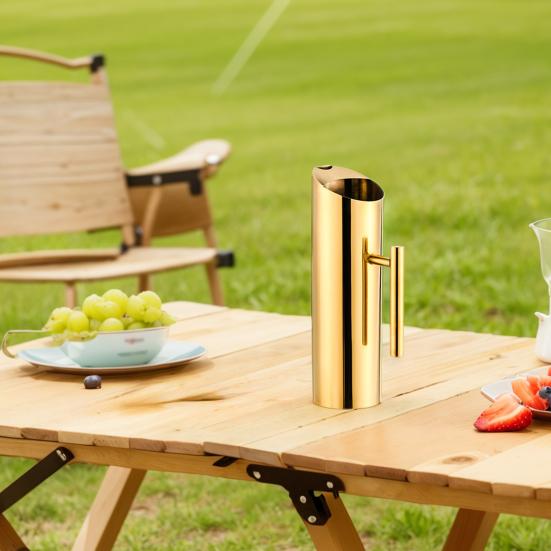 Stainless Steel Drink Pitcher 1.5/2L Large Capacity Cocktail Pot with Handle Modern Beverage Carafe for