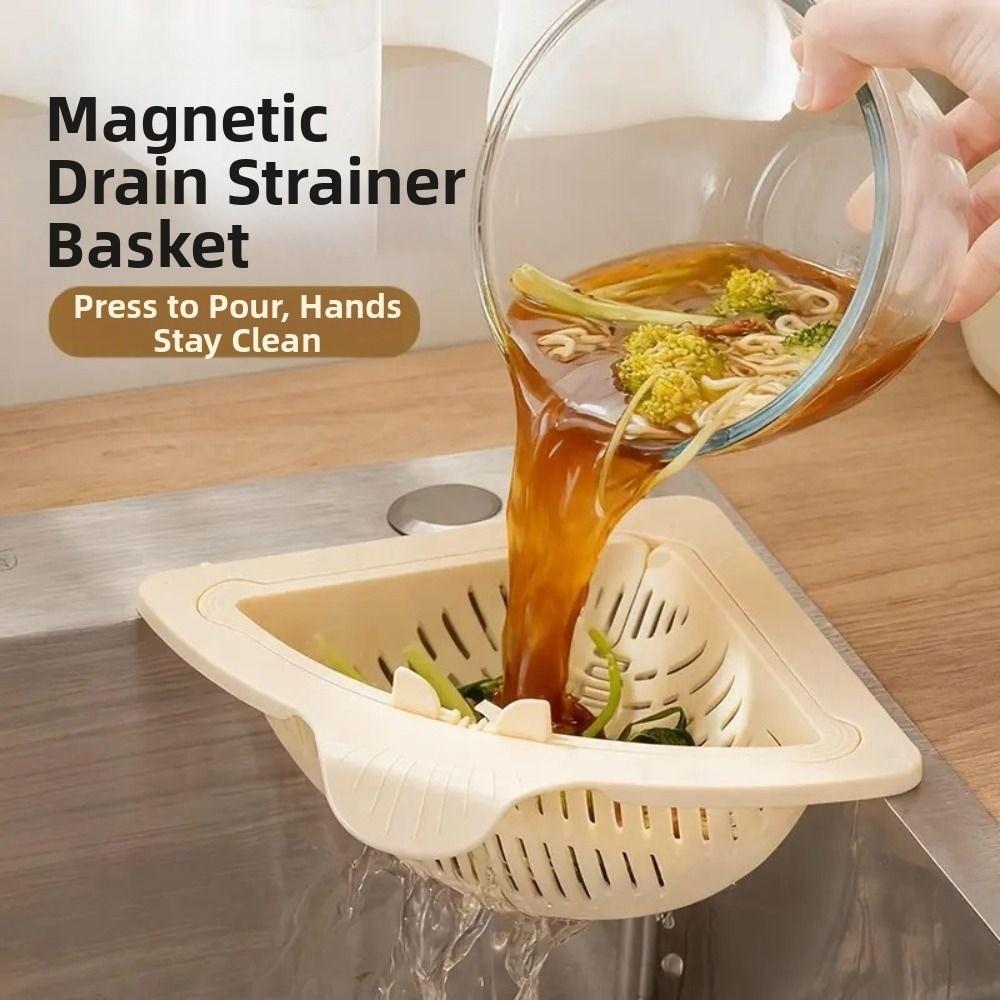 New Magnetic Sink Drain Basket Triangle Multifunctional Food Waste Filter Basket Kitchen Sink Filter Kitchen Supplies
