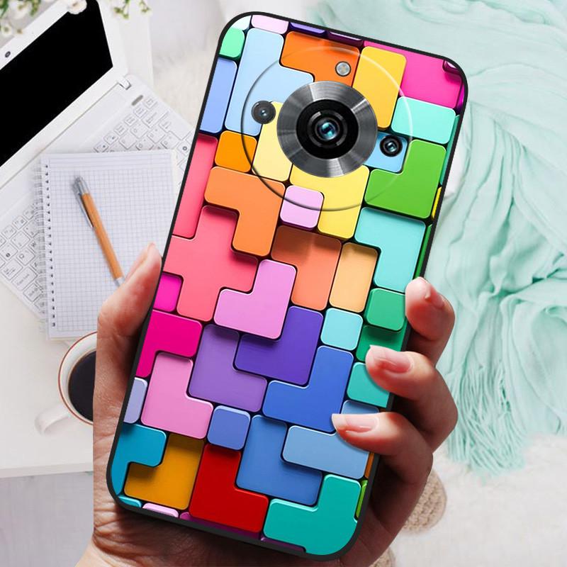 Чехол для Realme 11 Pro Plus Черный Силиконовый Милый Расписной ТПУ Coque для Realme11 Pro Capa Realme 11 5G 203 Funda Защитный
