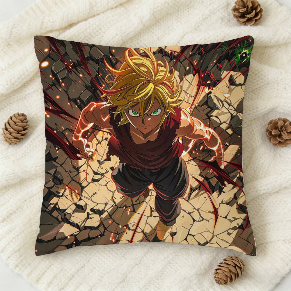 Anime TThe Seven Deadly Sins Doublesided Printed Square Decorative Cushion Cover for Sofa Living Room Home Decor