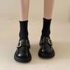 Women's  New Thick Sole British Style Loafer Mary Jane Height Increase Slip On Casual Fashion Loafers Leather Shoes