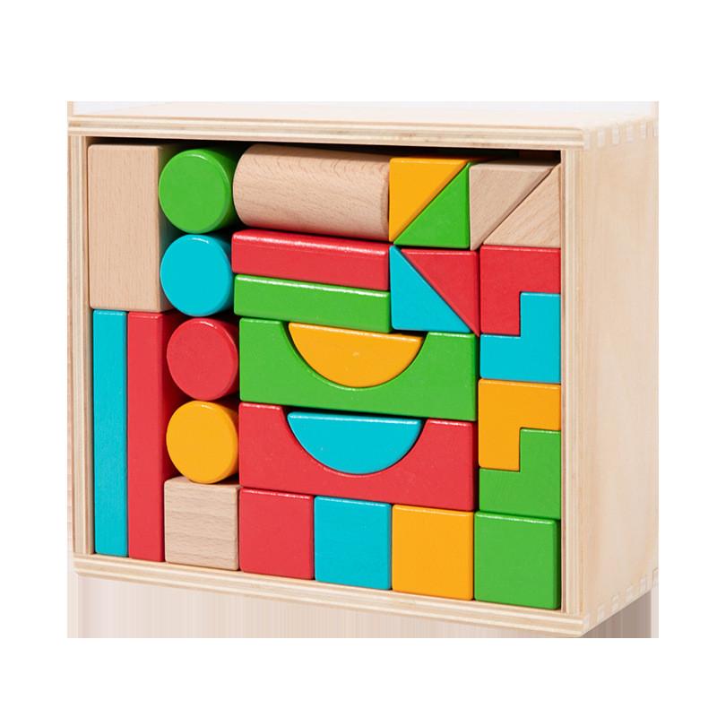 Creative Blocks Wooden Set With 50 Big Pieces For Kids Learning And Imagination