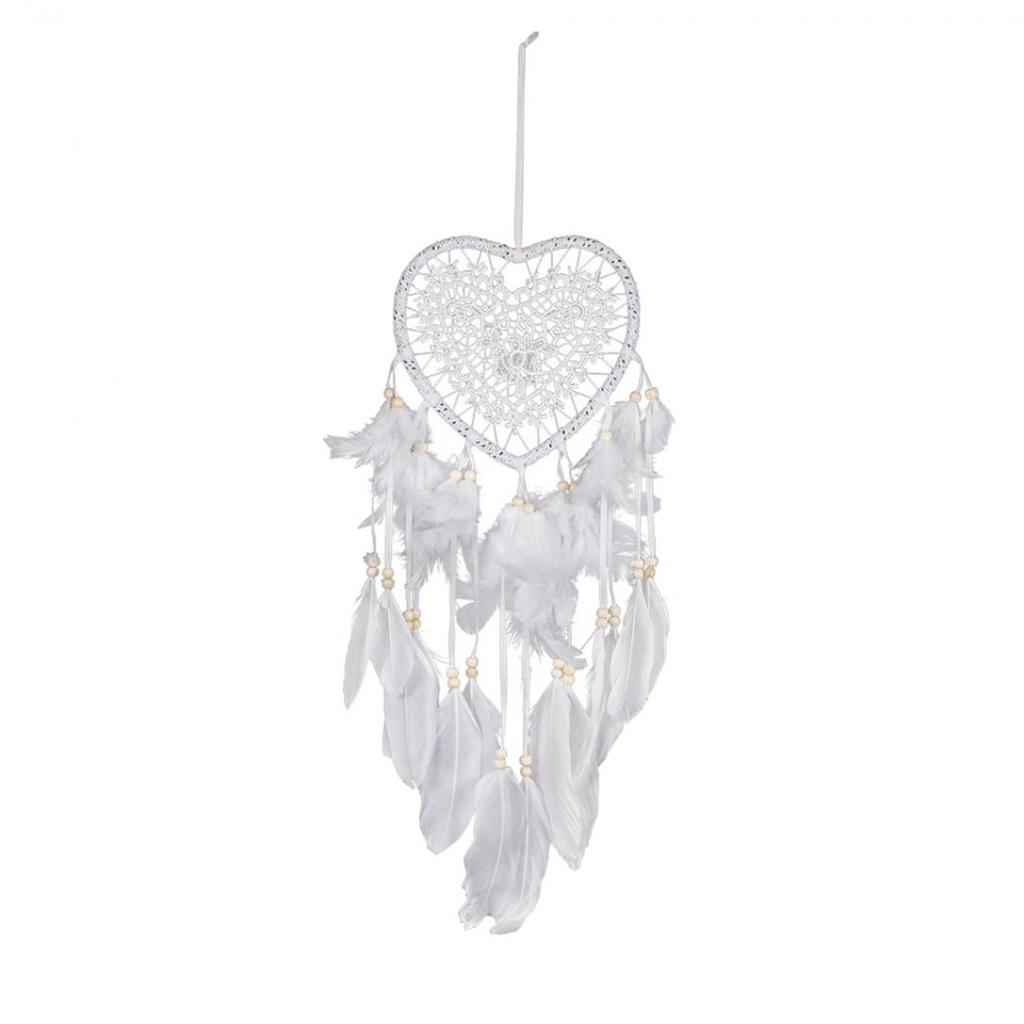 Catcher Heart Feather Dream Beads Girl Room Wall Hanging Window Ornament Decor