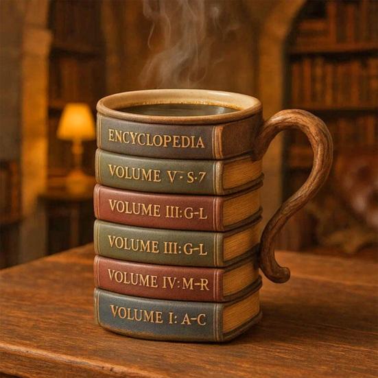 Кружка из книжной серии, эргономичная ручка, легкий дизайн, штабелируемая книжная кружка, домашняя офисная посуда для напитков