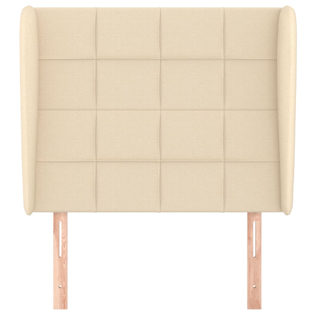 Headboard with Ears Cream 103x23x118 128 cm Fabric