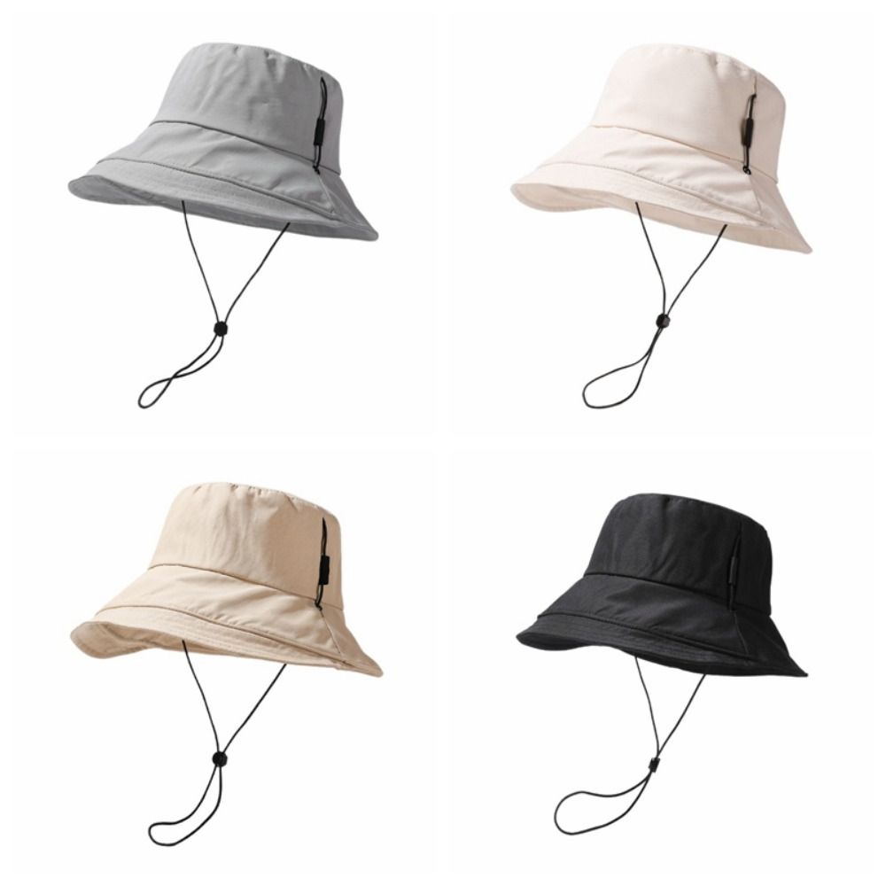 Windproof Rope Quick Drying Fisherman Hat Wide-Brim Foldable Sun Hat Sunshade Bucket Hat Travel
