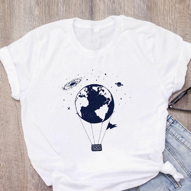 Moon And Trees Printed Tshirt New Arrival Women's Summer Funny 100% Polyester T Shirt Crooked Moon Designed Tshirts