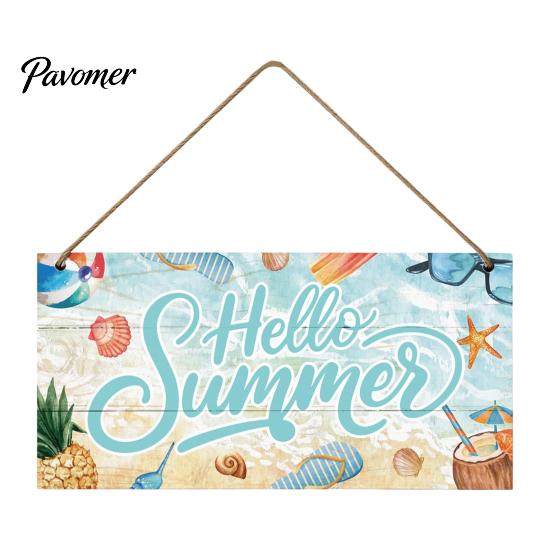 Wall Art for Porch Summer Wooden Hanging Sign, Beach Theme Welcome Sign Front Door Decor with Rope, Colorful Hanger Seasonal Farmhouse House