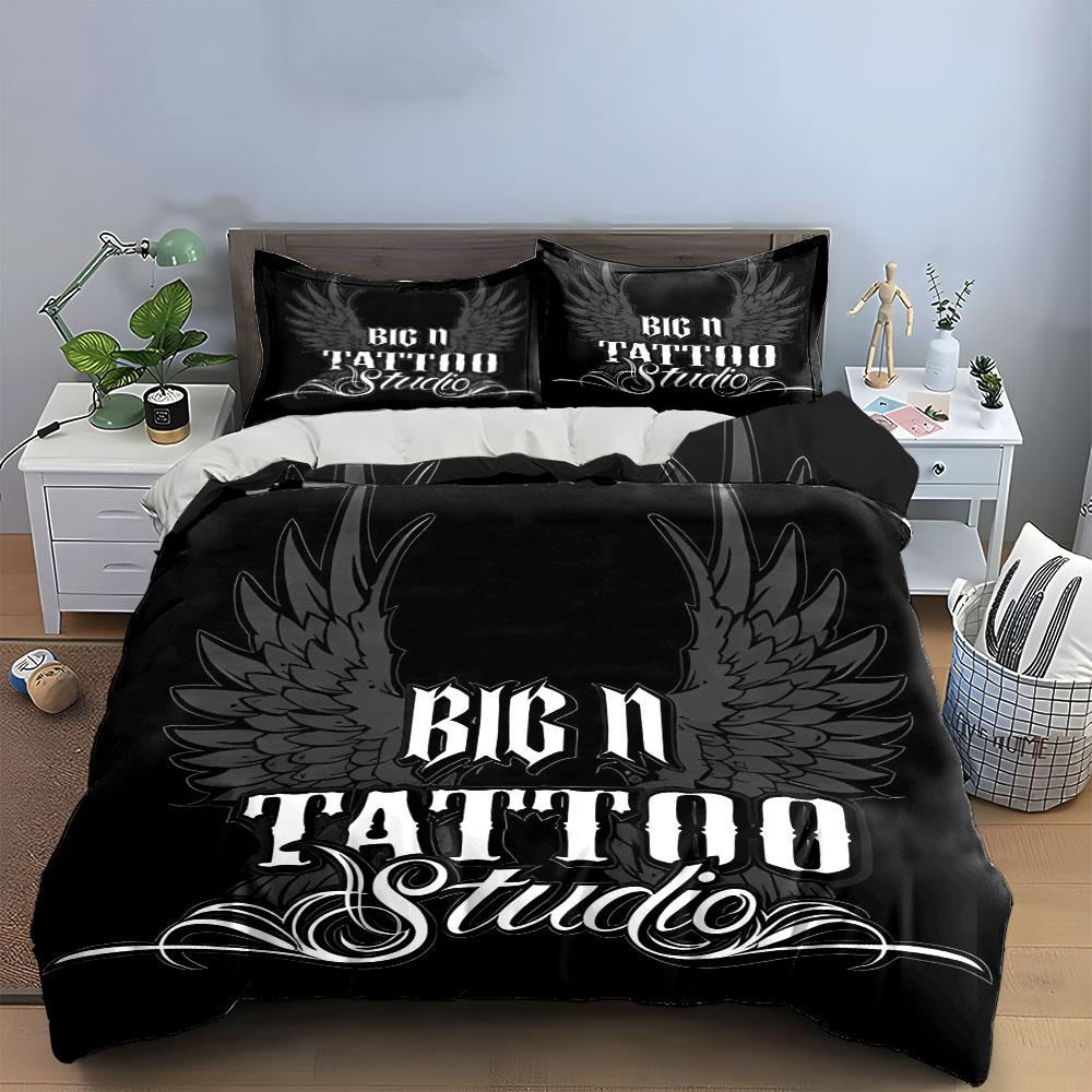 Wings, lettered tattoo text. Bedding sets Duvet cover sets Duvet covers Pillowcases(1*Duvet Cover 2*Pillowcases without duvet insert)