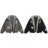 Unisex Retro Fringe Patch Suede Punk Cotton Puffer Jacket With Faux Fur Collar Winter Streetwear
