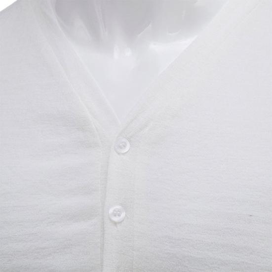 Men T-shirt V-neck Buttons Half Placket Long Sleeve Tee Shirt Solid Color Slim Fit Regular Style Breathable Tops