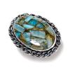 Кольцо из стерлингового серебра 925 пробы с натуральным медным амазонитом ручной работы, размер 9 y2G71