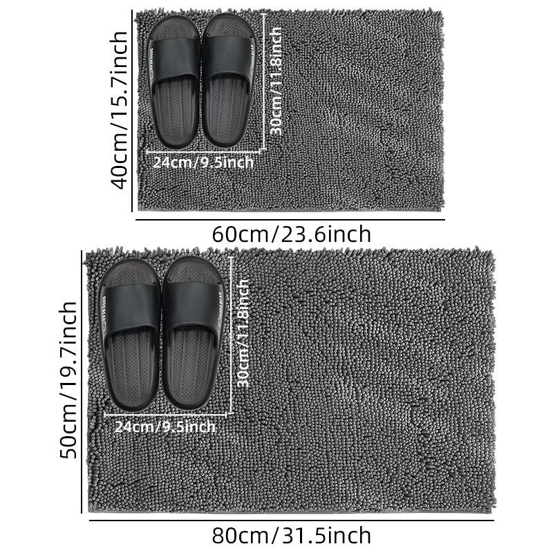 Chenille Bathroom Rug Mat Non-Slip Bath Mat Machine Washable Absorbent Microfiber Bath Mat for Shower Bath Toilet