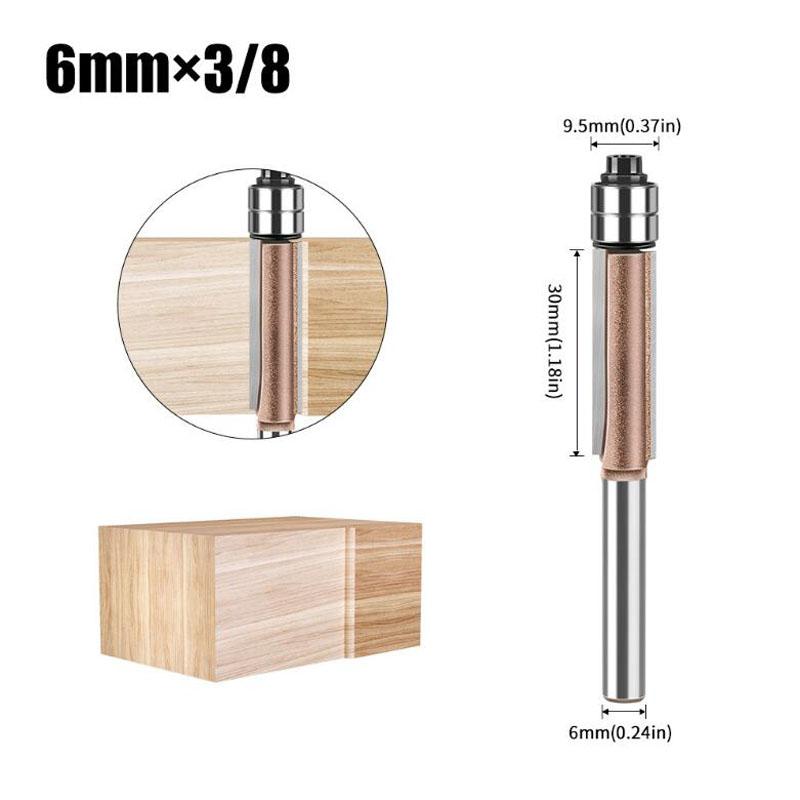 Double Bearing Flush Trim Bit Router Bit Professional Woodworking Milling Cutter For Wood Bit Face Mill 6mm 1/4in Shank