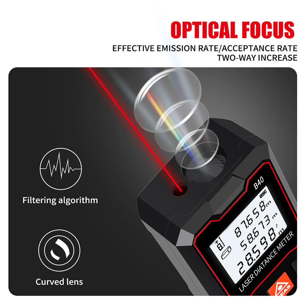 40m Msure LCD Digital Distance Meter with Bubble Range Finder Distance/ Ar/ Volume/ Pythagorn Msuring Tool Unit ing