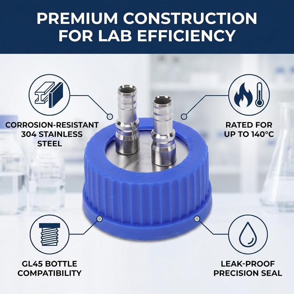 8mm Diameter Laboratory Sampling Cap 2 Port Design Liquid Filling Cap Leak Proof