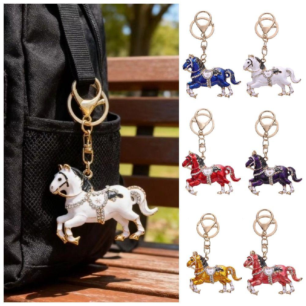 Sparkling Rhinestones Horse Keychain Colorful Backpack Pendant Car Key Chain  Backpack Decoration