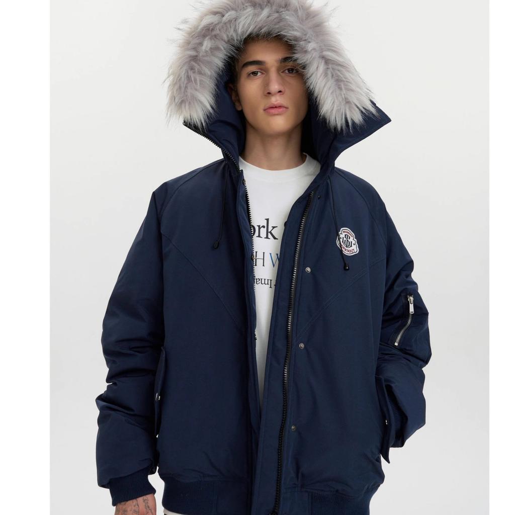 Зимние уличные парки с капюшоном мужские новые утепленные модные хлопковые куртки с меховым воротником теплые на молнии с карманами пушистые пальто