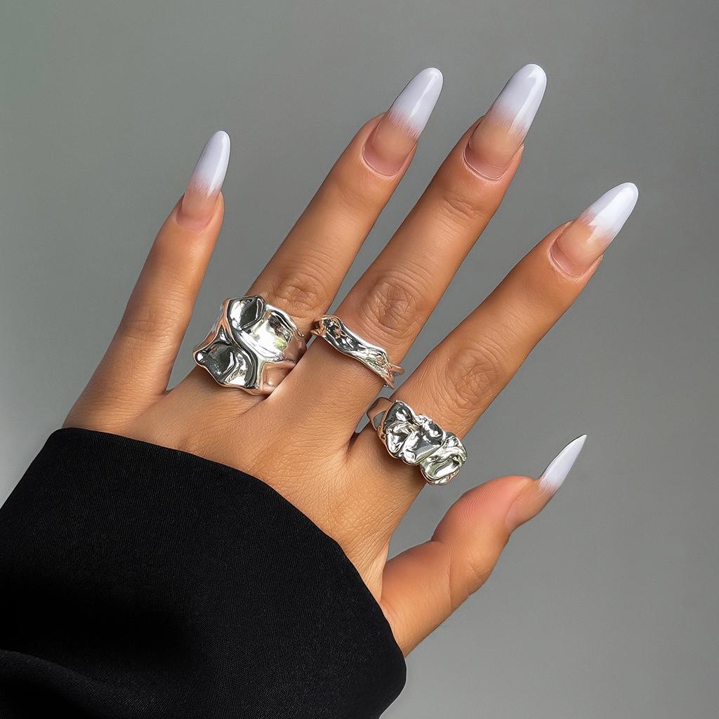 3Pcs Colorful Zircon Crystal Wide Rings Set for Men Women Vintage Metal Elegant Inlaid Rhinestone Finger Rings Jewelry Gifts