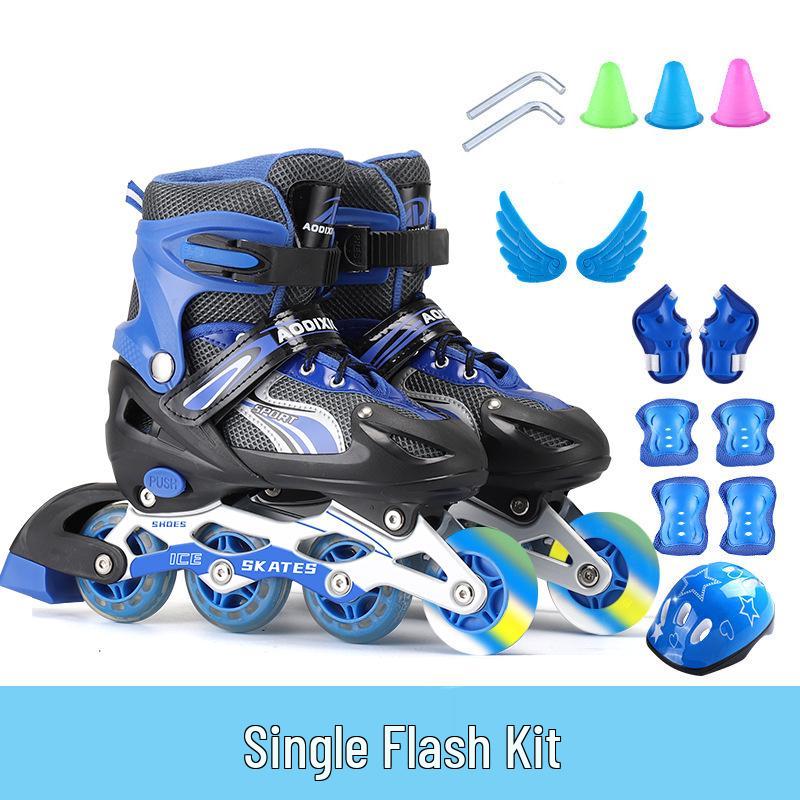 Регулируемый набор роликовых коньков с мигающими колесами для детей-начинающих