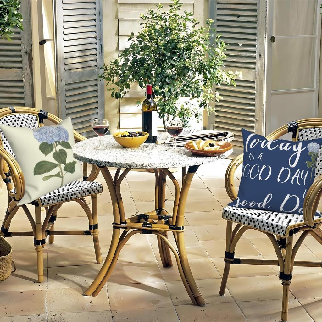 Синие цветы Наволочки для декоративных подушек 18"x18" Набор из 4 штук, Весенние наволочки для уличных подушек, Домашние декоративные наволочки с цветочным принтом для дивана, софы, спальни