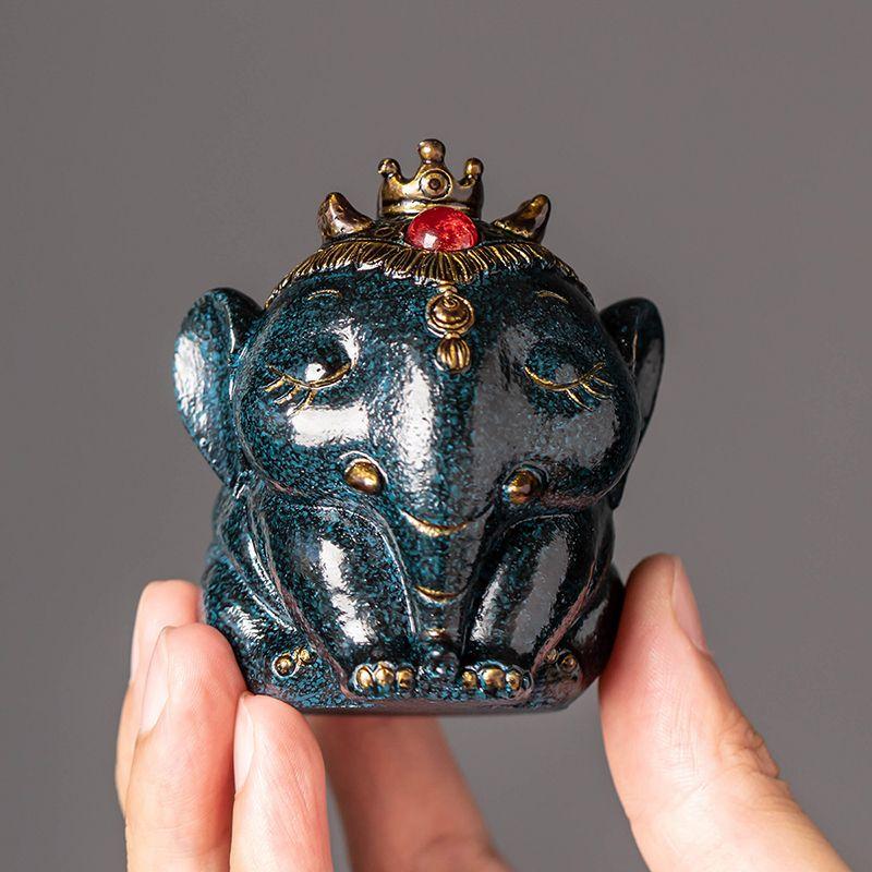 Смола Маленький Слон Чайный Питомец Украшения Высокотемпературное Обесцвечивание Аксессуары для Чайного Набора Чайный Столик и Поднос 6,5x6x7см