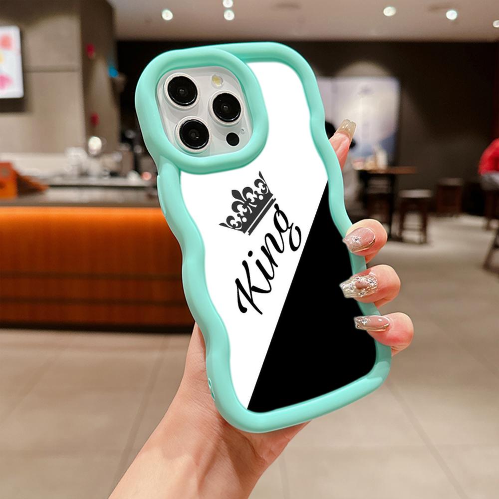 Мягкий чехол для телефона Macaron Big Wave для iPhone 11 12 13 14 15 Samsung A13 A14 A15 A23 A24 A25 A54 A55 Xiaomi Redmi Note 13, чехол A17 Пара Queen King