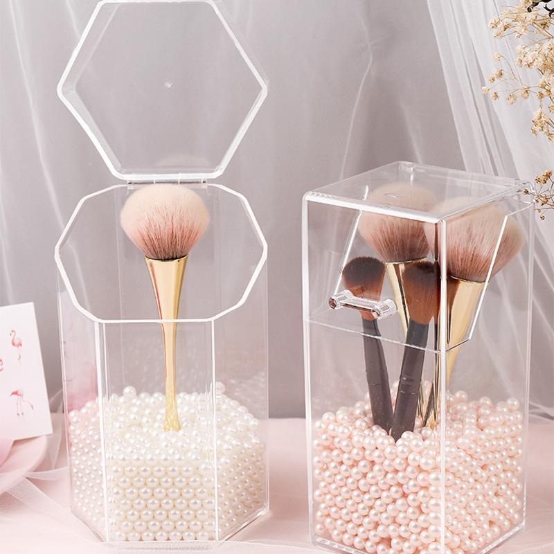 Transparent Acrylic Makeup Brush Holder Makeup Organizer Cosmetic Holder Pencil Lipstick Desk Container Table Makeup Storage Box