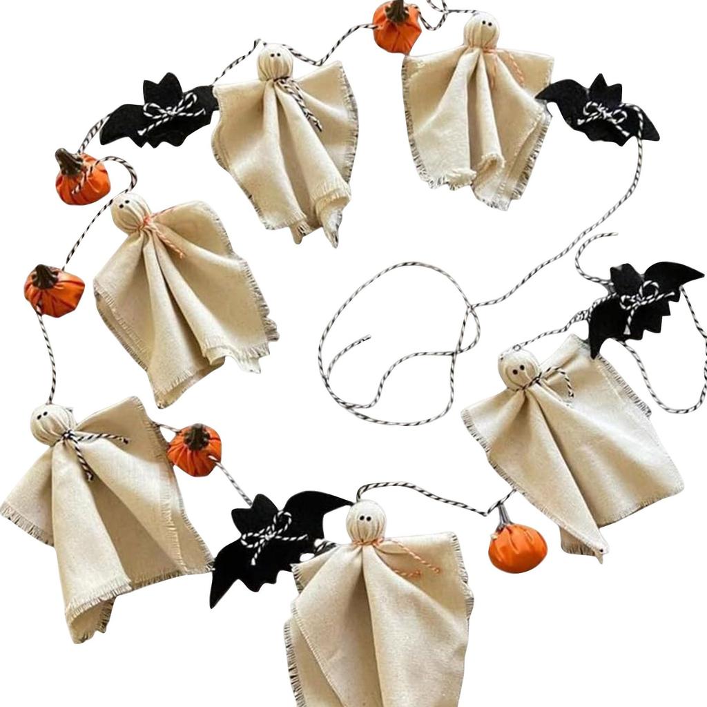 REDYY Ghosty Garlands,Halloween Garlands 9.2ft, Cotton Spookys & Pumpkins Banners For Home Decoration