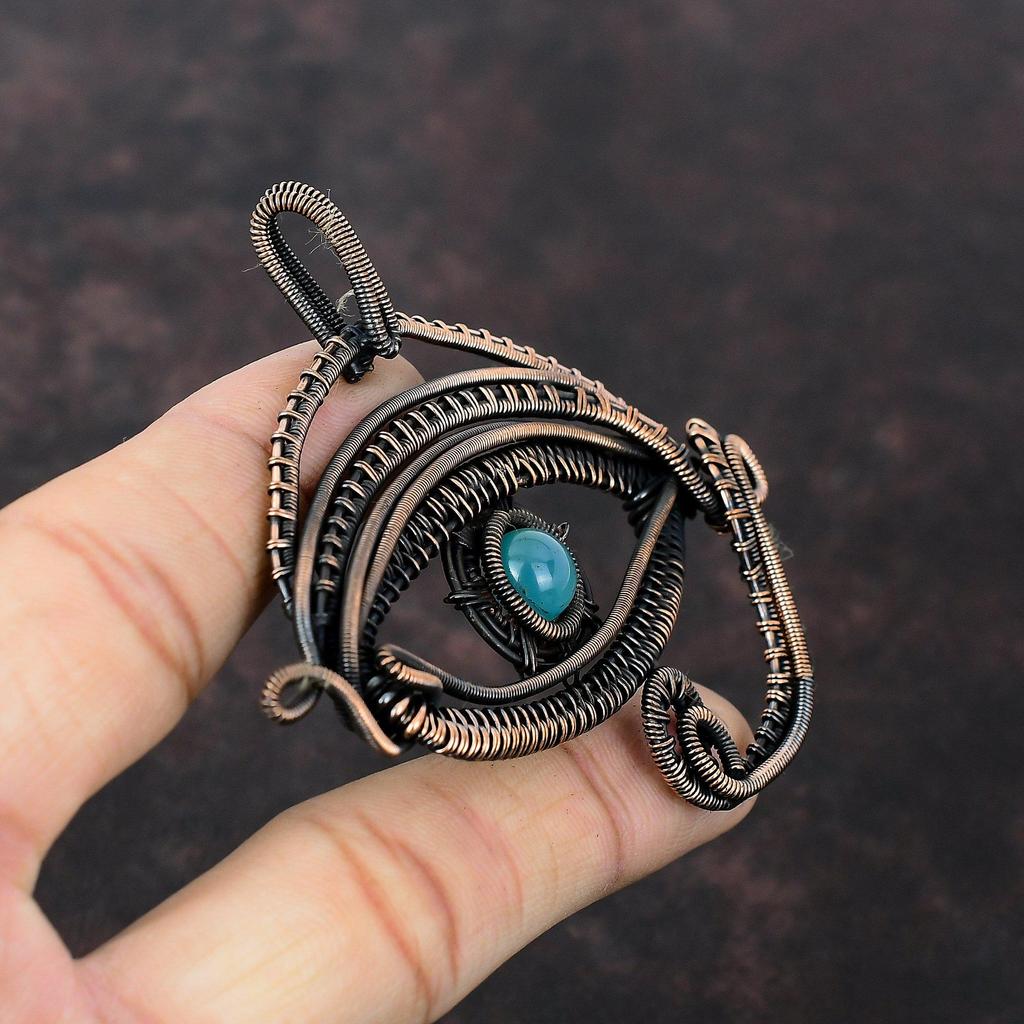 Подвеска от сглаза с апатитом, обернутая медной проволокой, подвеска из драгоценного камня, ювелирное изделие ручной работы из апатита, подвеска от сглаза с медной проволокой, ювелирное изделие в подарок на годовщину