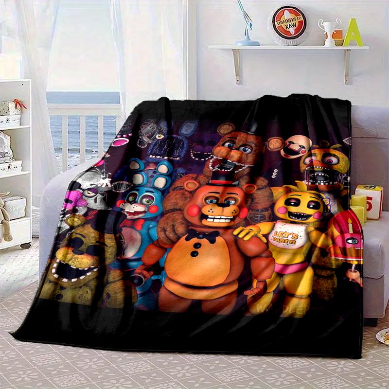Fnaf Character Collage Blanket Flannel Blanket for bed, sofa, Camping, Hiking, Picnic Essentials, gift for family Fan gifts