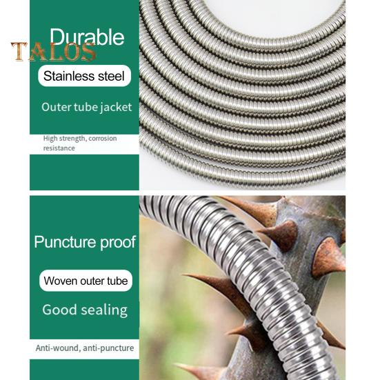 Stainless Steel Garden Hose Flexible Anti-kink Expandable Water Pipe Weather-resistant Hose with Leak Proof Brass Connectors for Car Washing Garden
