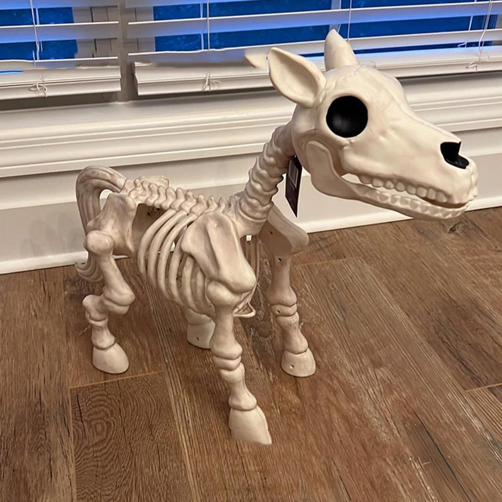 New Halloween Cow Horse Skeleton Tricky Graveyard Resin Cow Skull Skeleton Spooky Halloween Horror Cow Bones Skeleton Decor
