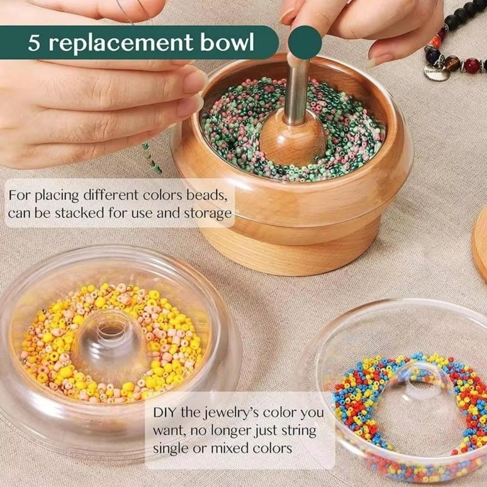 Automatic Speed Electric Spinning Bead Bowl Solid Wood Bead Loader Spinner Jewelry Making
